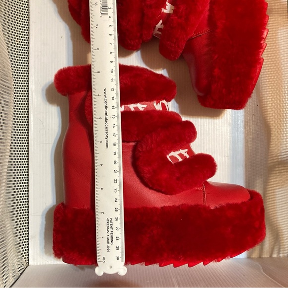 Dizzy Dream Wedge Fur Booties Women – Red Anthony Wang Sz 7 - Picture 4 of 11